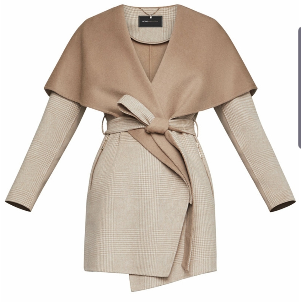 BCBGMAXAZRIA *MARGARET* HOODED WRAP COAT